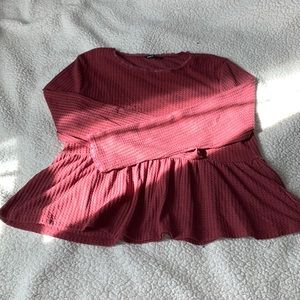 Maroon long sleeve Peplum
